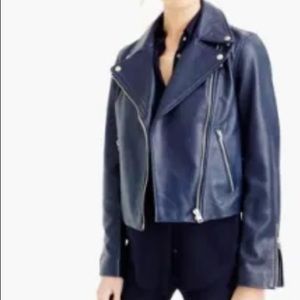 J. Crew Navy Moto Leather Jacket